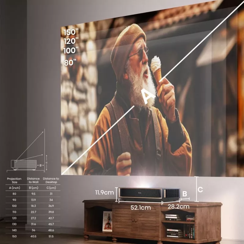 Proiettore HISENSE PT1 3D Smart-TV, nativo 16:9, Wi‑Fi & Ethernet, HDR (HLG), HDMI 2.0/2.1, nero
