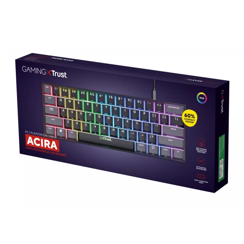 Trust GXT 867 Acira Tastiera Gaming USB QWERTY US-Inglese Nero