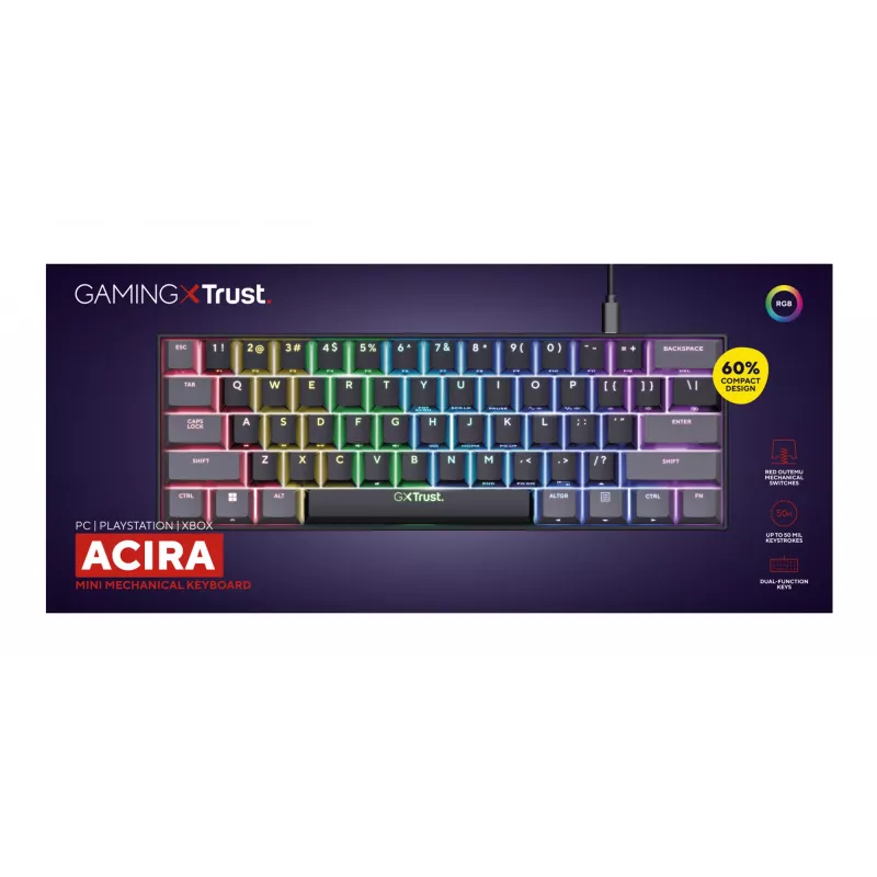 Trust GXT 867 Acira Tastiera Gaming USB QWERTY US-Inglese Nero