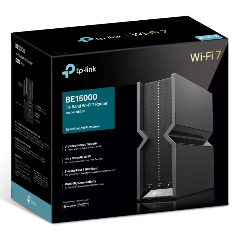 TP-Link Archer BE700 Router WLAN Multi-Gigabit Ethernet Tri-Band (2,4 GHz / 5 GHz / 6 GHz) Nero