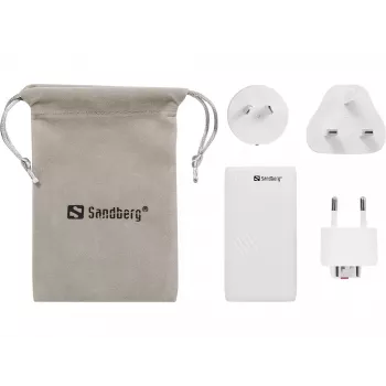 Sandberg 4in1 TravelCharger 65W bianco, per interni, AC, 20 V, bianco