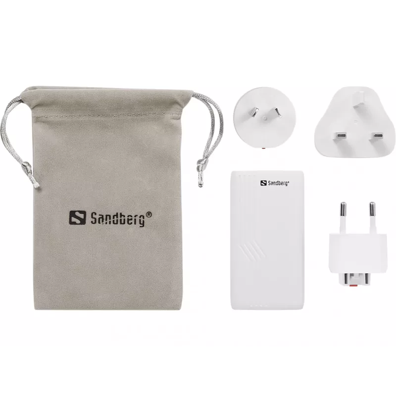 Sandberg 4in1 TravelCharger 65W bianco, per interni, AC, 20 V, bianco