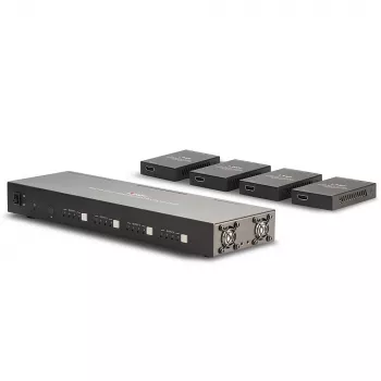 Lindy 70m Cat.6 4x4 HDMI 4K60 Matrix Extender, 3840 x 2160 pixel, trasmettitore e ricevitore AV, 70 m, cablato, nero, HDCP