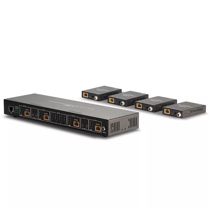 Lindy 70m Cat.6 4x4 HDMI 4K60 Matrix Extender, 3840 x 2160 pixel, trasmettitore e ricevitore AV, 70 m, cablato, nero, HDCP