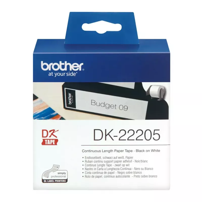 Etichetta continua Brother DK22205 nero su bianco 6,2 cm x 30,48 m