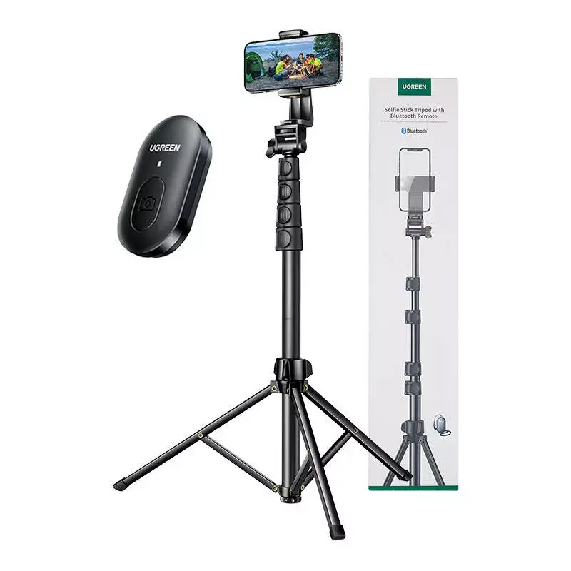 Selfie stick UGREEN LP680 Bluetooth con telecomando, estensibile fino a 1,7 m, altezza massima 180 cm, compatibilità universale, nero