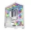 Case PC MODECOM VOLCANO STELLAR PLUS ARGB MIDI 8F BIANCO — Mid-Tower, ATX, vetro temperato, illuminazione ARGB, 8 ventole, GPU fino a 42 cm