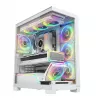 Case PC MODECOM VOLCANO STELLAR PLUS ARGB MIDI 8F BIANCO — Mid-Tower, ATX, vetro temperato, illuminazione ARGB, 8 ventole, GPU fino a 42 cm