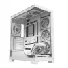 Case PC MODECOM VOLCANO STELLAR PLUS ARGB MIDI 8F BIANCO — Mid-Tower, ATX, vetro temperato, illuminazione ARGB, 8 ventole, GPU fino a 42 cm