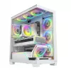 Case PC MODECOM VOLCANO STELLAR PLUS ARGB MIDI 8F BIANCO — Mid-Tower, ATX, vetro temperato, illuminazione ARGB, 8 ventole, GPU fino a 42 cm