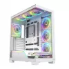 Case PC MODECOM VOLCANO STELLAR PLUS ARGB MIDI 8F BIANCO — Mid-Tower, ATX, vetro temperato, illuminazione ARGB, 8 ventole, GPU fino a 42 cm