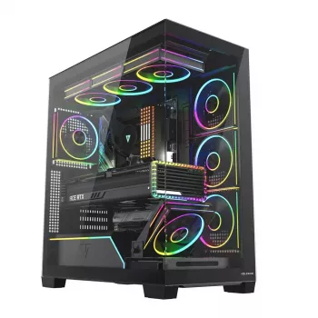 Case PC Mid-Tower MODECOM VOLCANO STELLAR PLUS ARGB MIDI, 5 ventole frontali, vetro temperato, USB-C