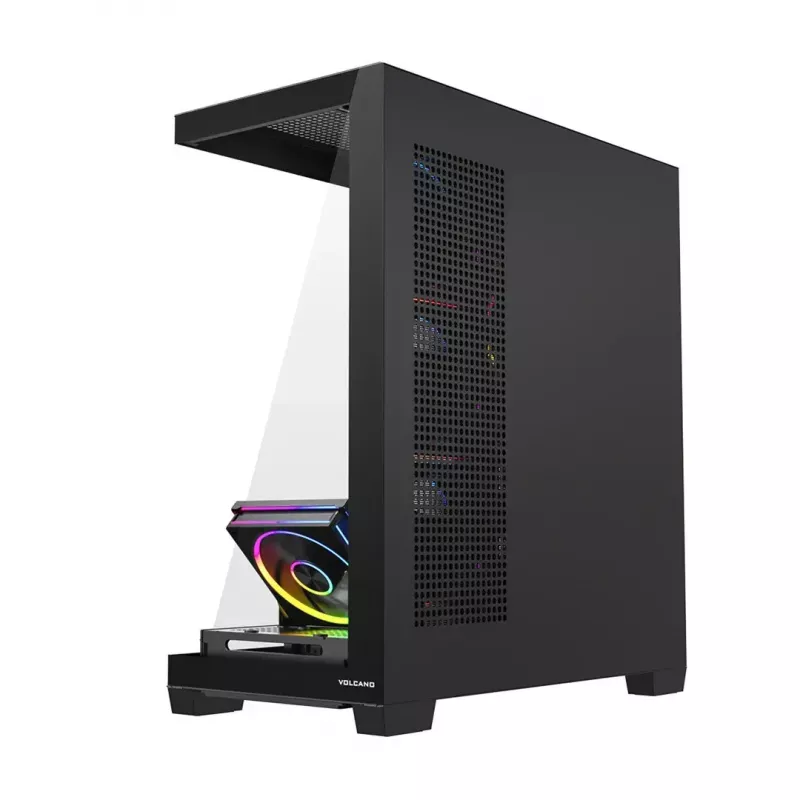 Case PC Mid-Tower MODECOM VOLCANO STELLAR PLUS ARGB MIDI, 5 ventole frontali, vetro temperato, USB-C