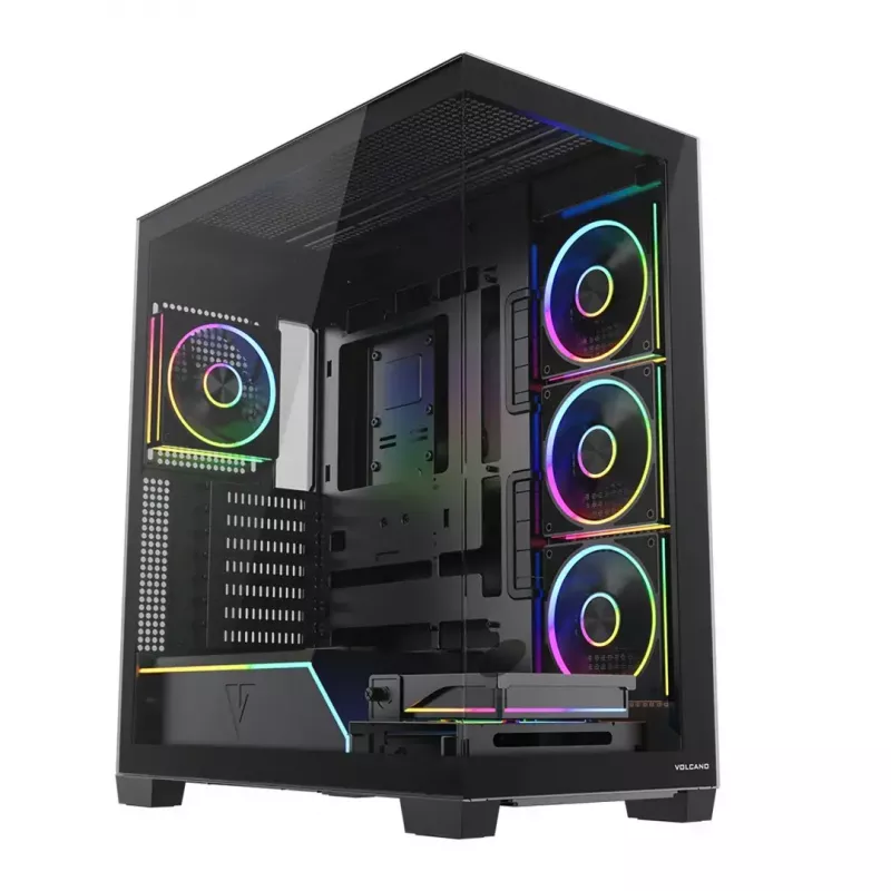 Case PC Mid-Tower MODECOM VOLCANO STELLAR PLUS ARGB MIDI, 5 ventole frontali, vetro temperato, USB-C