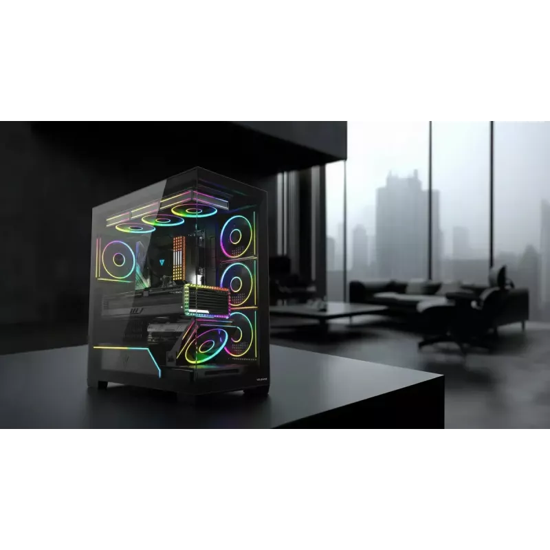 Case PC Mid-Tower MODECOM VOLCANO STELLAR PLUS ARGB MIDI, 5 ventole frontali, vetro temperato, USB-C