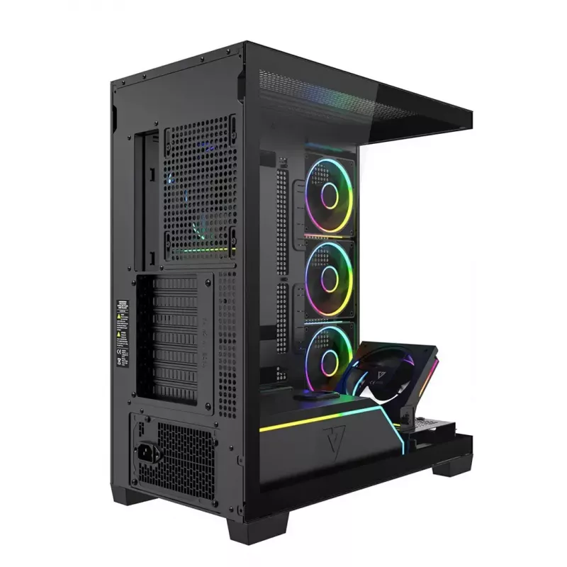 Case PC Mid-Tower MODECOM VOLCANO STELLAR PLUS ARGB MIDI, 5 ventole frontali, vetro temperato, USB-C