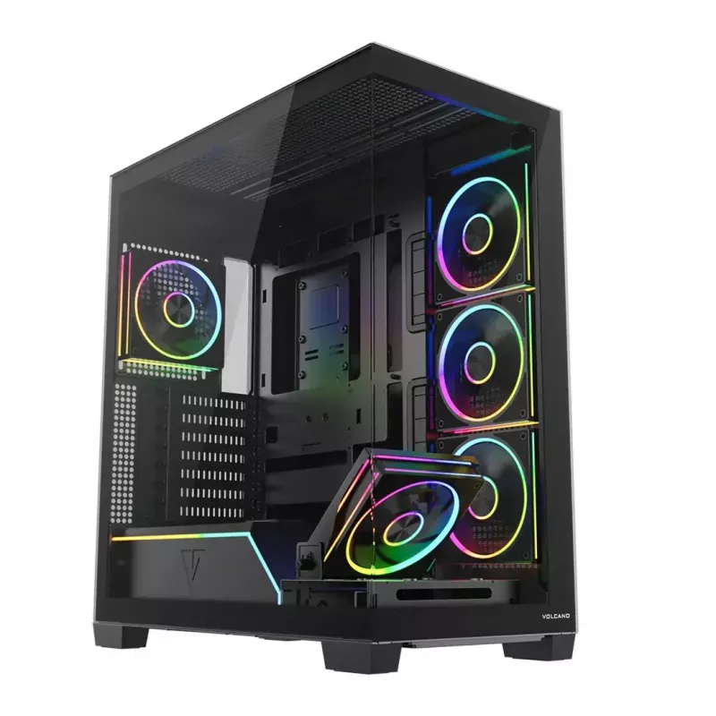 Case PC Mid-Tower MODECOM VOLCANO STELLAR PLUS ARGB MIDI, 5 ventole frontali, vetro temperato, USB-C