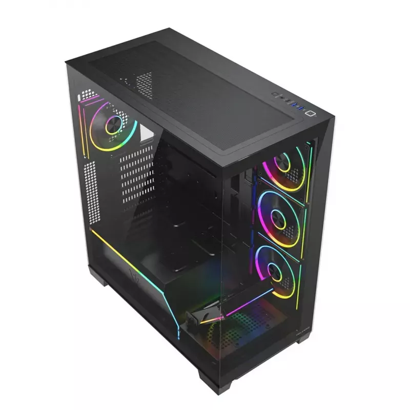 Case PC Mid-Tower MODECOM VOLCANO STELLAR PLUS ARGB MIDI, 5 ventole frontali, vetro temperato, USB-C