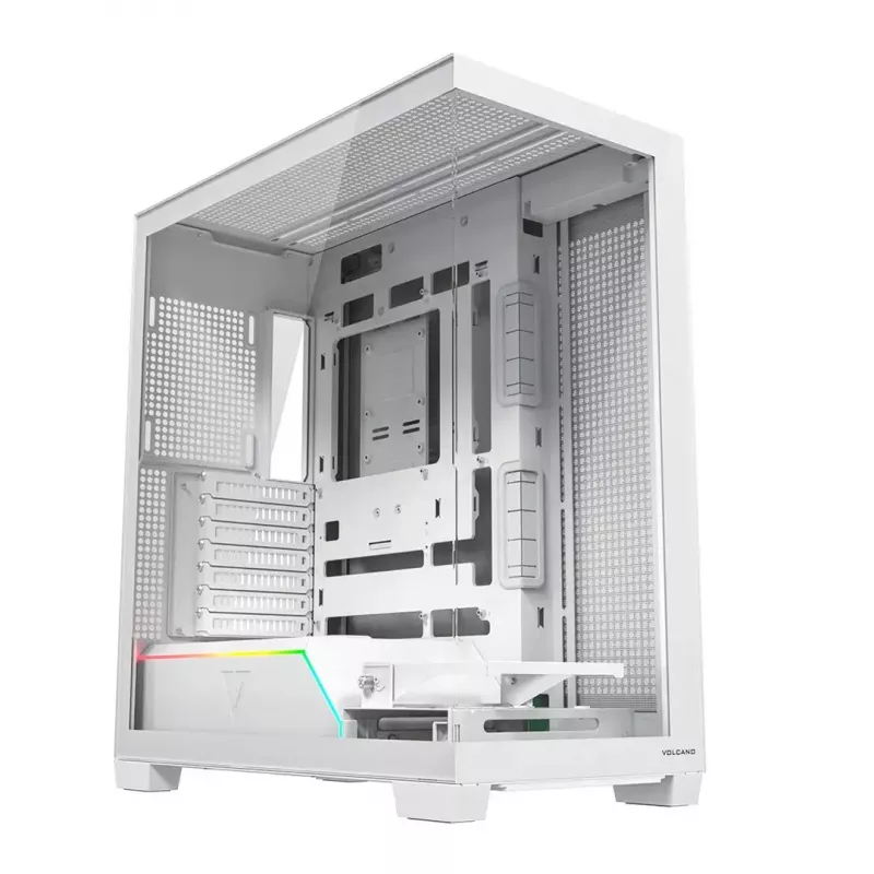 Case PC MODECOM VOLCANO STELLAR PLUS MIDI BIANCO — Midi Tower, microATX, vetro temperato, USB-C, supporta GPU 420 mm