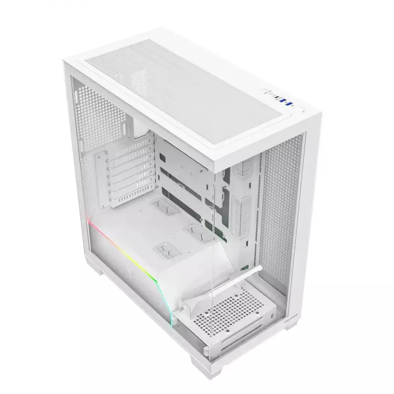 Case PC MODECOM VOLCANO STELLAR PLUS MIDI BIANCO — Midi Tower, microATX, vetro temperato, USB-C, supporta GPU 420 mm