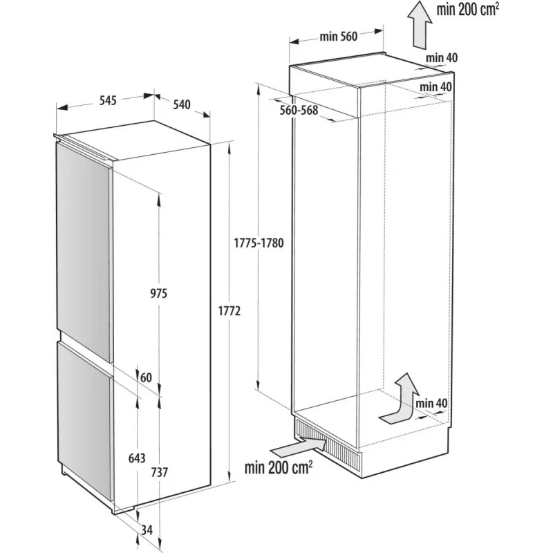 Frigorifero da incasso Gorenje NRKI517E41 252 L bianco