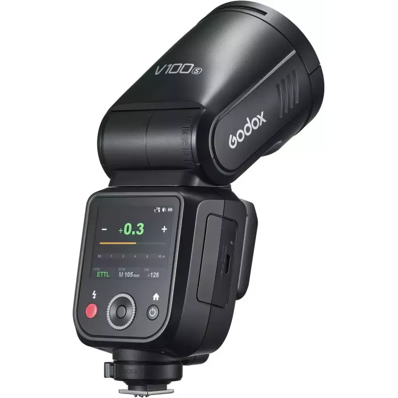 Flash Godox V100 per Sony – flash portatile per fotocamera 100 Ws, batteria ricaricabile integrata