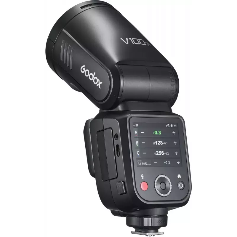 Flash Godox V100 per Sony – flash portatile per fotocamera 100 Ws, batteria ricaricabile integrata