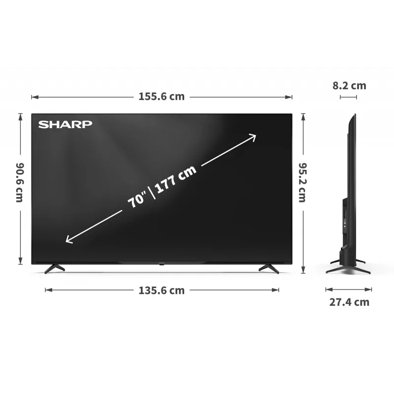 Sharp 70HP5265E TV 177,8 cm (70 pollici) 4K Ultra HD Smart TV Wi-Fi nero