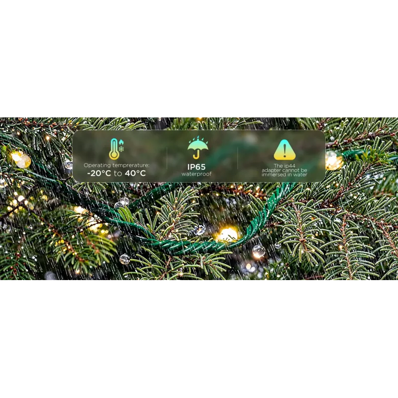 Catena luminosa smart Govee 2S 20 m, Wi‑Fi/Bluetooth, verde, lunghezza 20 m, cavo di alimentazione 2,5 m, larghezza 6 mm