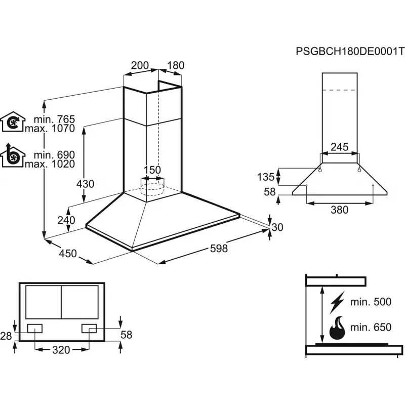 Electrolux LFC316X da parete acciaio inox 420 m³/h