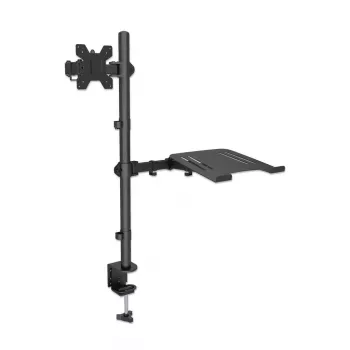 Manhattan supporto da scrivania per combinazione monitor e laptop (Full-Motion), per schermi: 10-27 pollici, laptop fino a 17 pollici, montaggio a morsetto, compatibilità VESA: 75x75 e 100x100 mm – verificare le dimensioni dei quattro fori di fissaggio sul retro dello schermo per assicurarsi che corrispondano, max 8 kg, supporto