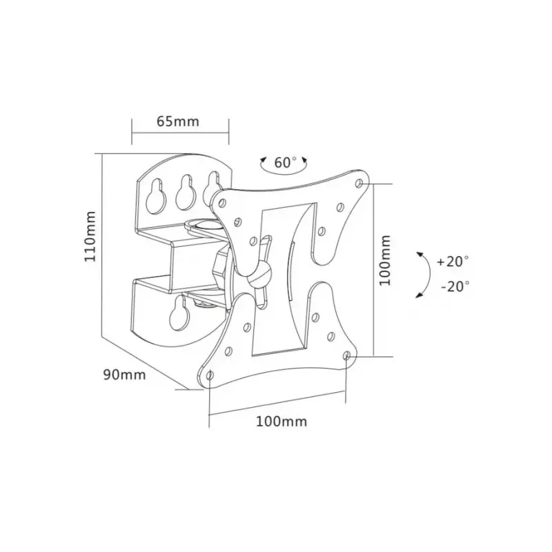 Supporto da parete per TV Sopar 23114 68,6 cm (27 inch) argento
