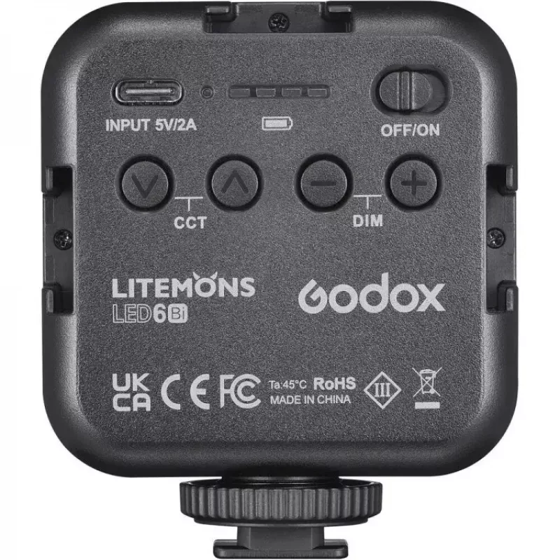 Flash per fotocamera Godox LED6BI nero 6500K batteria ricaricabile 10h
