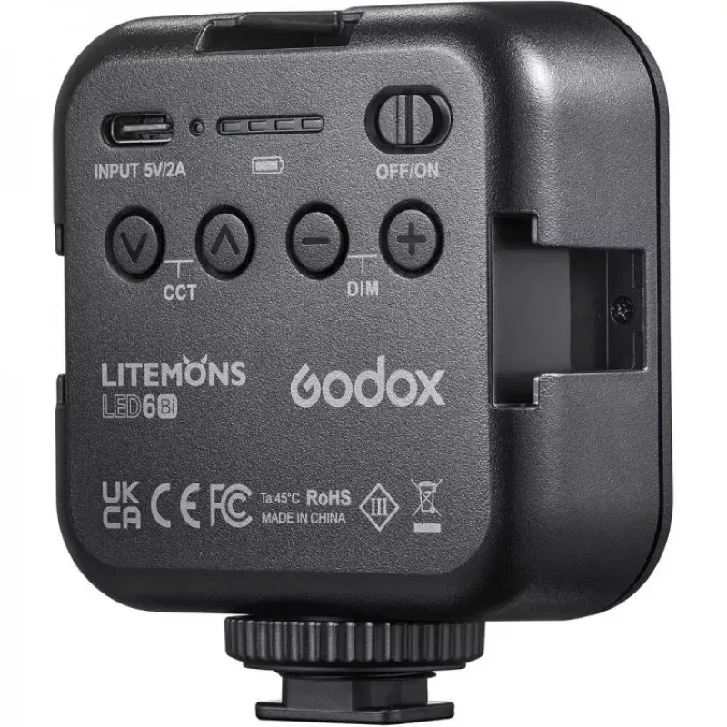Flash per fotocamera Godox LED6BI nero 6500K batteria ricaricabile 10h