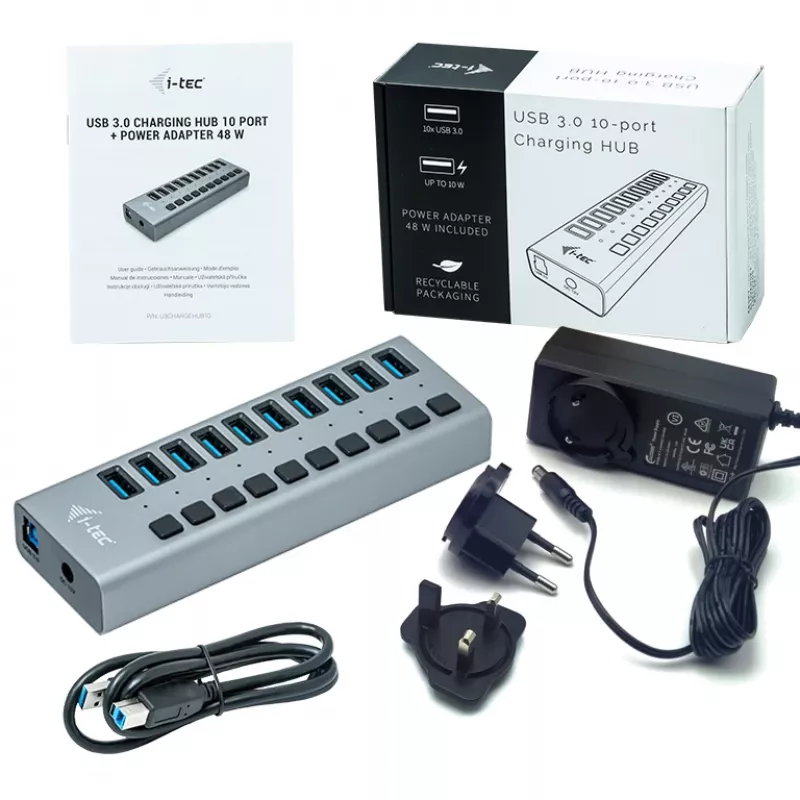 i-tec USB 3.0 Charging HUB 10 porte + alimentatore 48 W