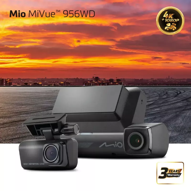 Dashcam MIO MiVue 956WD con GPS e Wi-Fi, supporto per parabrezza per riprese frontali