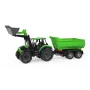 Trattore giocattolo meccanico Lena Deutz-Fahr Worxx con 74 cm di lunghezza e rimorchio rimovibile