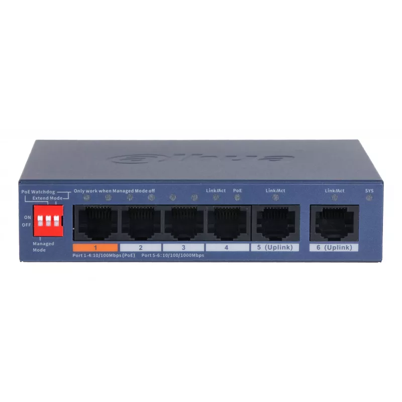 Switch di rete Dahua Technology CS4006-4ET2GT-60 managed L2 Gigabit Ethernet (10/100/1000) Power over Ethernet (PoE) blu