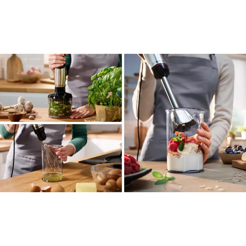 Frullatore a immersione Bosch Serie 6 MSM6M621 0,5 L 1000 W nero, acciaio inox