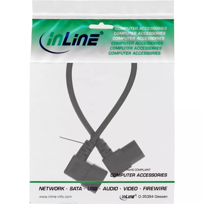 InLine cavo di alimentazione C13 / C14, nero, angolato, 1,8 m