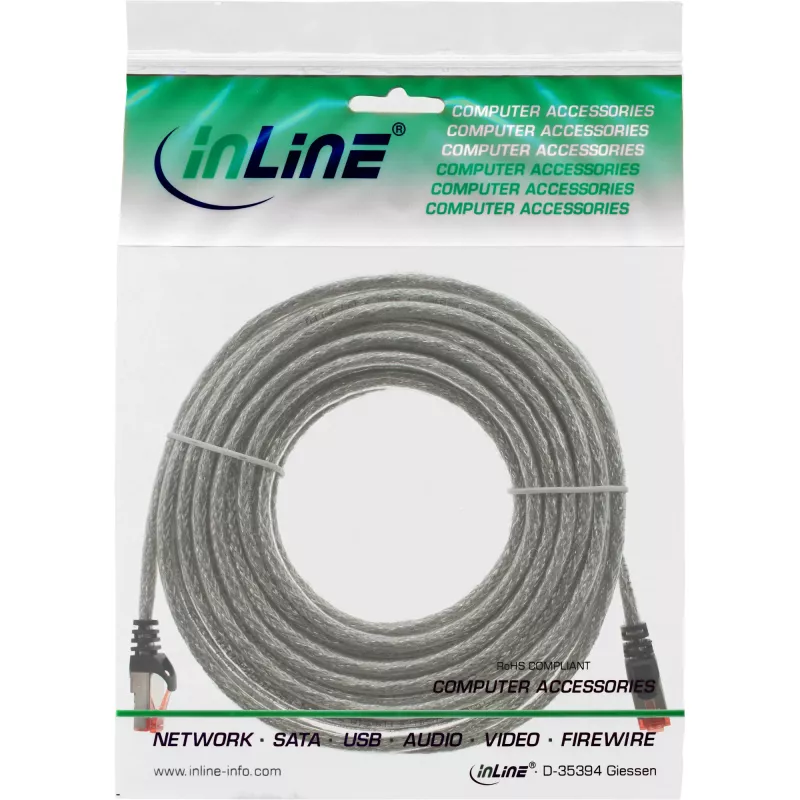 Cavo patch InLine S/FTP PiMF Cat.6 250MHz PVC rame trasparente 20 m