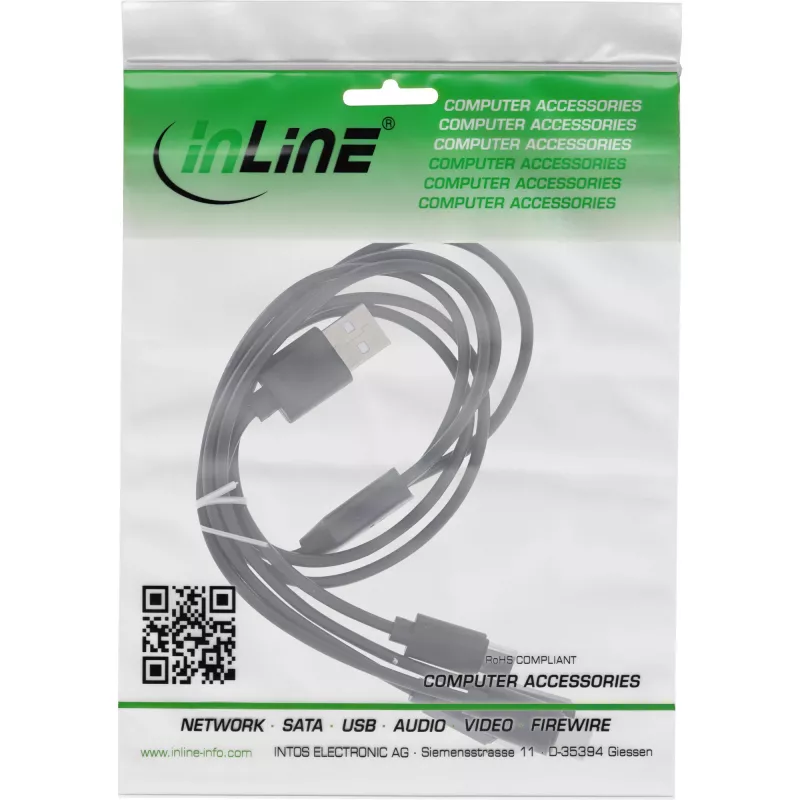 InLine cavo di ricarica Y USB 4in1, 1x connettore USB-A su 4x connettore USB-C, nero 0,5 m
