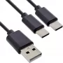 InLine cavo di ricarica Y USB 2in1, 1x connettore USB-A su 2x connettore USB-C, nero 2 m