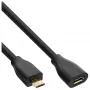 Cavo di prolunga Micro-USB 2.0 InLine, connettore maschio/femmina Micro-B, nero/oro, 5 m