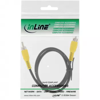 Cavo video InLine, 1x RCA M/M, connettori gialli, 2 m, RCA, RCA, 2 m, nero