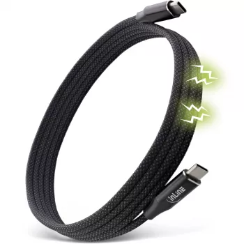 Cavo USB-C magnetico InLine, USB-C connettore maschio/connettore maschio, 100 W, nero, 1 m