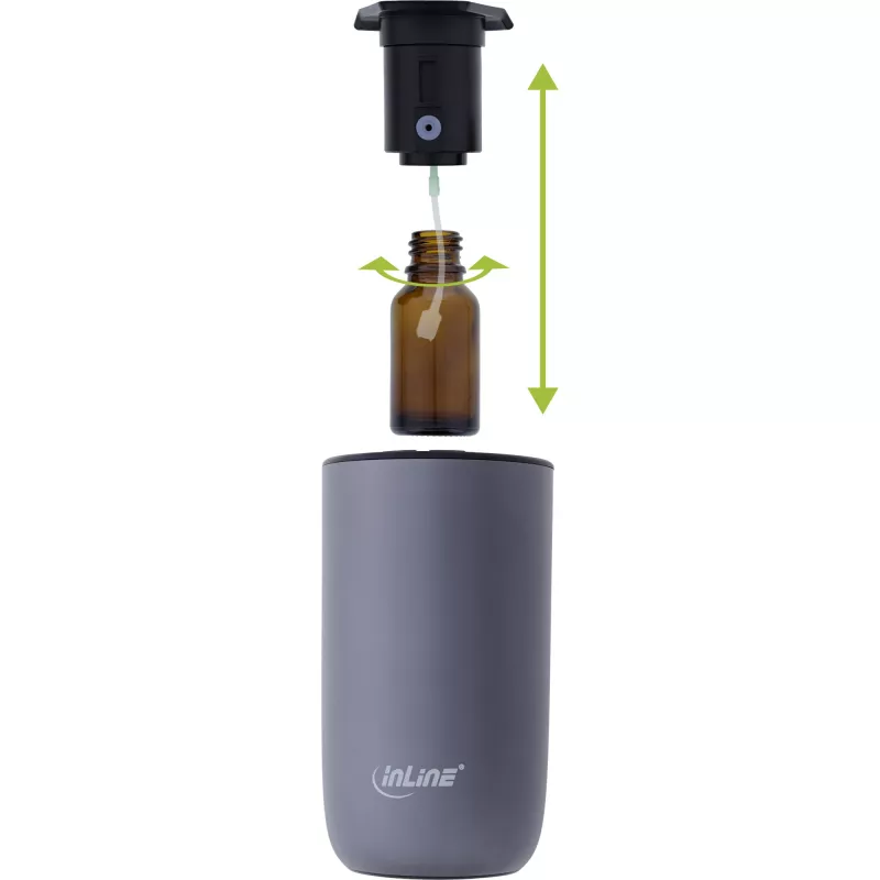 Diffusore di aromi InLine per casa e auto, senz'acqua, luce d'atmosfera, batteria ricaricabile (40141)