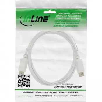 Cavo DisplayPort InLine 17203W 3 m, DisplayPort su DisplayPort, bianco, diametro 7 mm