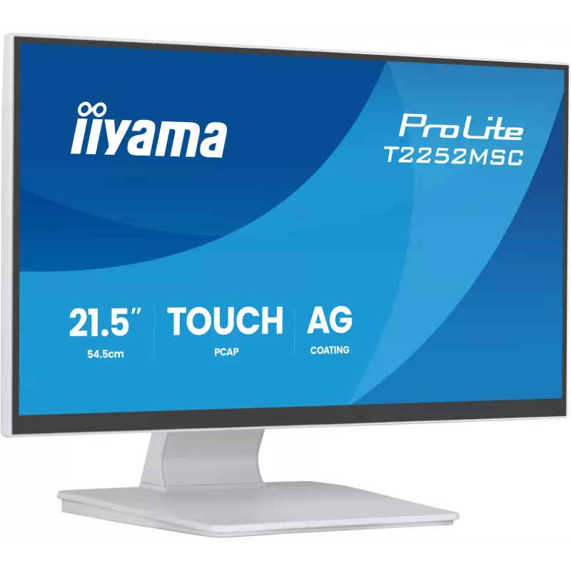 Monitor IIYAMA ProLite T2252MSC-W2AG 54,5 cm (21,4 inch) Full HD 1920x1080 LCD touchscreen, 5 ms, hub USB 3.2, altoparlanti, VESA, bianco