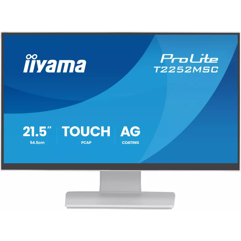 Monitor IIYAMA ProLite T2252MSC-W2AG 54,5 cm (21,4 inch) Full HD 1920x1080 LCD touchscreen, 5 ms, hub USB 3.2, altoparlanti, VESA, bianco